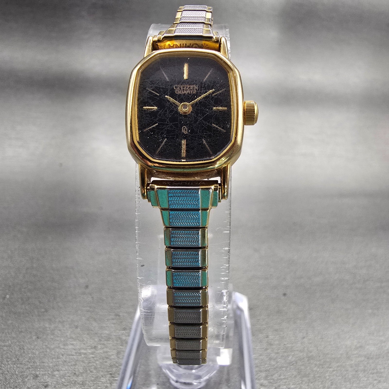 Citizen CQ Watch Women 17mm Black Dial Gold Tone Oval 5920-S48810 New Battery5