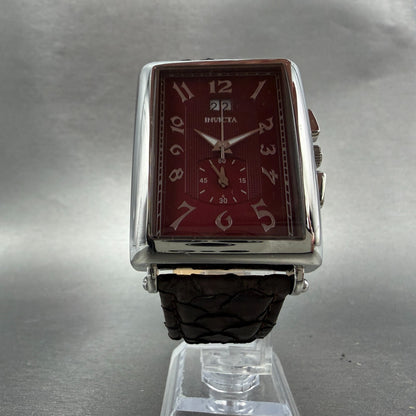 Invicta Celestial Chronograph Tank Watch Men Red Dial Steel Date Rectangle Works5