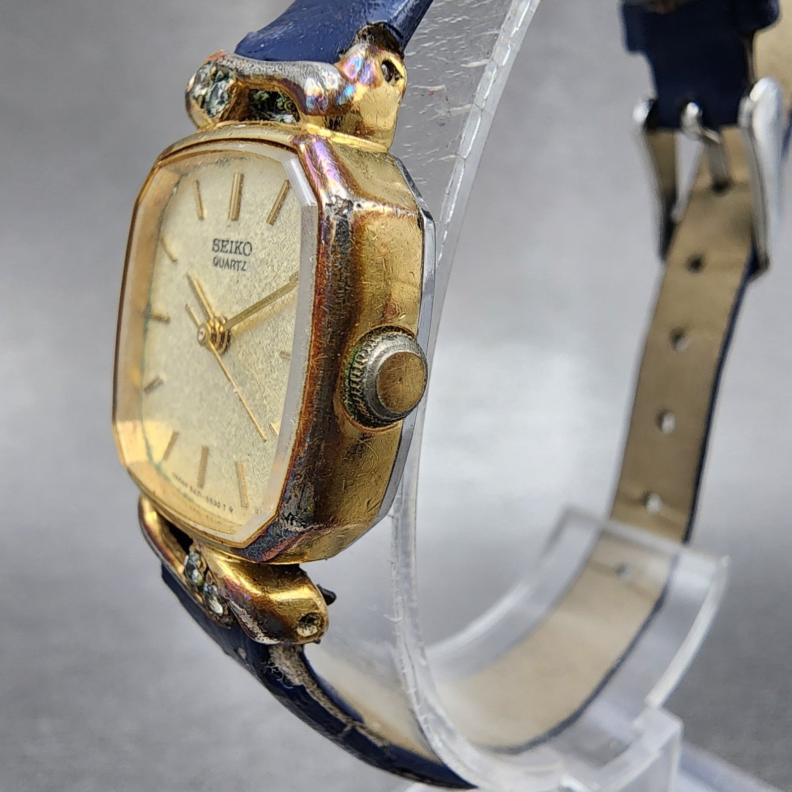 Seiko Watch Women 19mm Champagne Dial Gold Tone Octagon 54215240 New Battery2