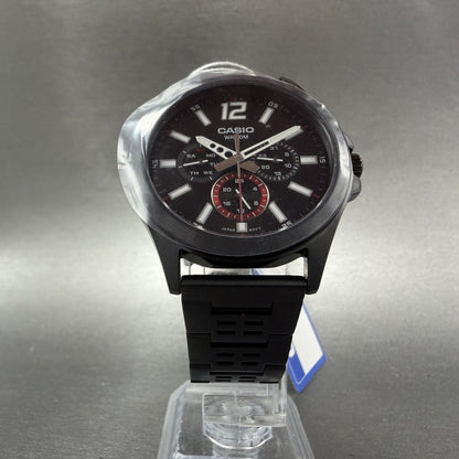 Casio MTP-E350 Watch Men 39mm Black Dial Black Tone Daydate Metal Bracelet5