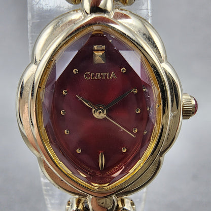 Citizen Watch Women 18mm Red Dial Gold Tone Oval 5431H14762 New Battery1