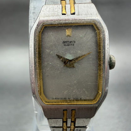 Seiko Watch Women 16mm Silver Dial Two Tone Octagon 2C20-5209 New Battery VTG 471