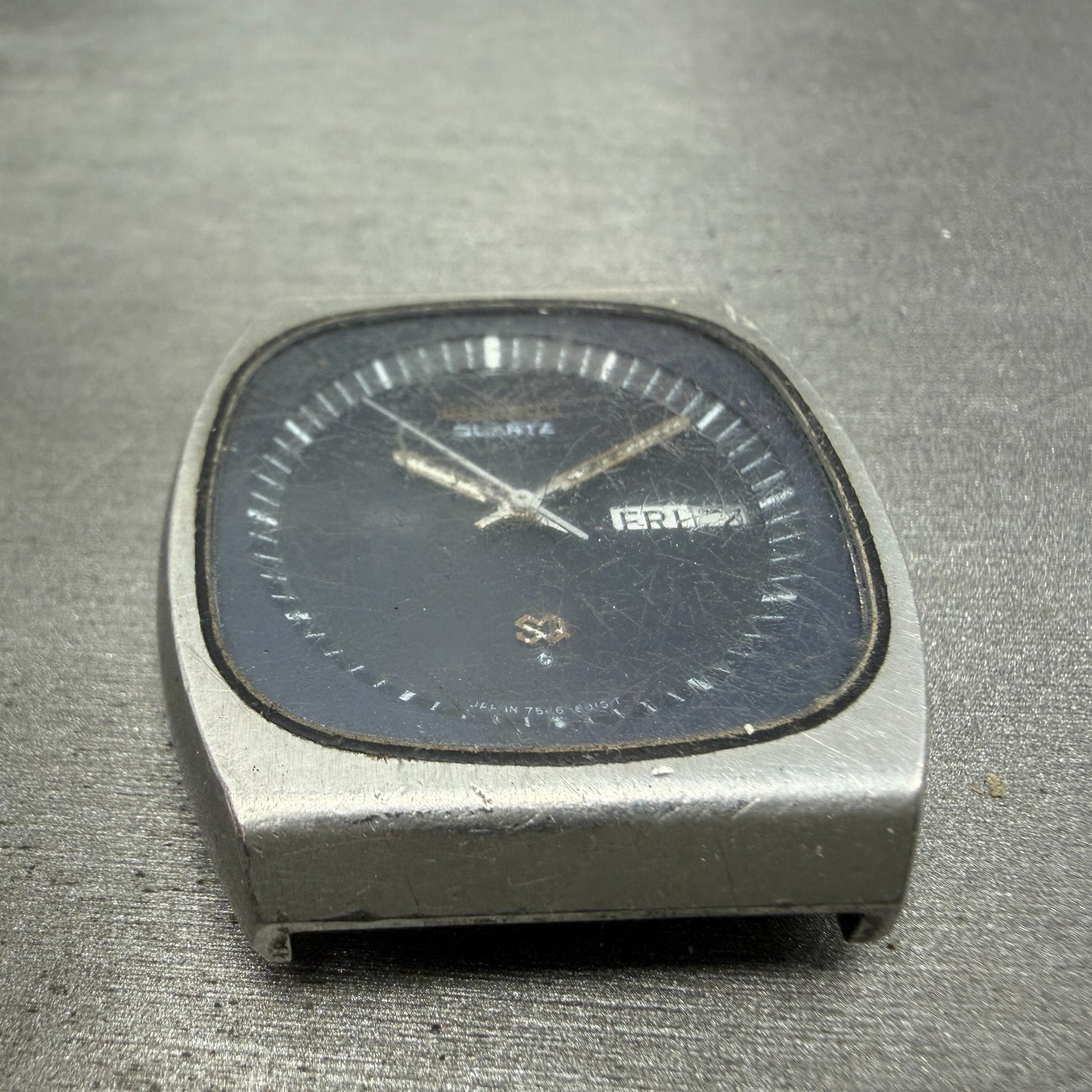 Seiko SQ Watch Men 36mm Blue Dial Silver Tone Rectangle Daydate 7546-6019 NewBat6