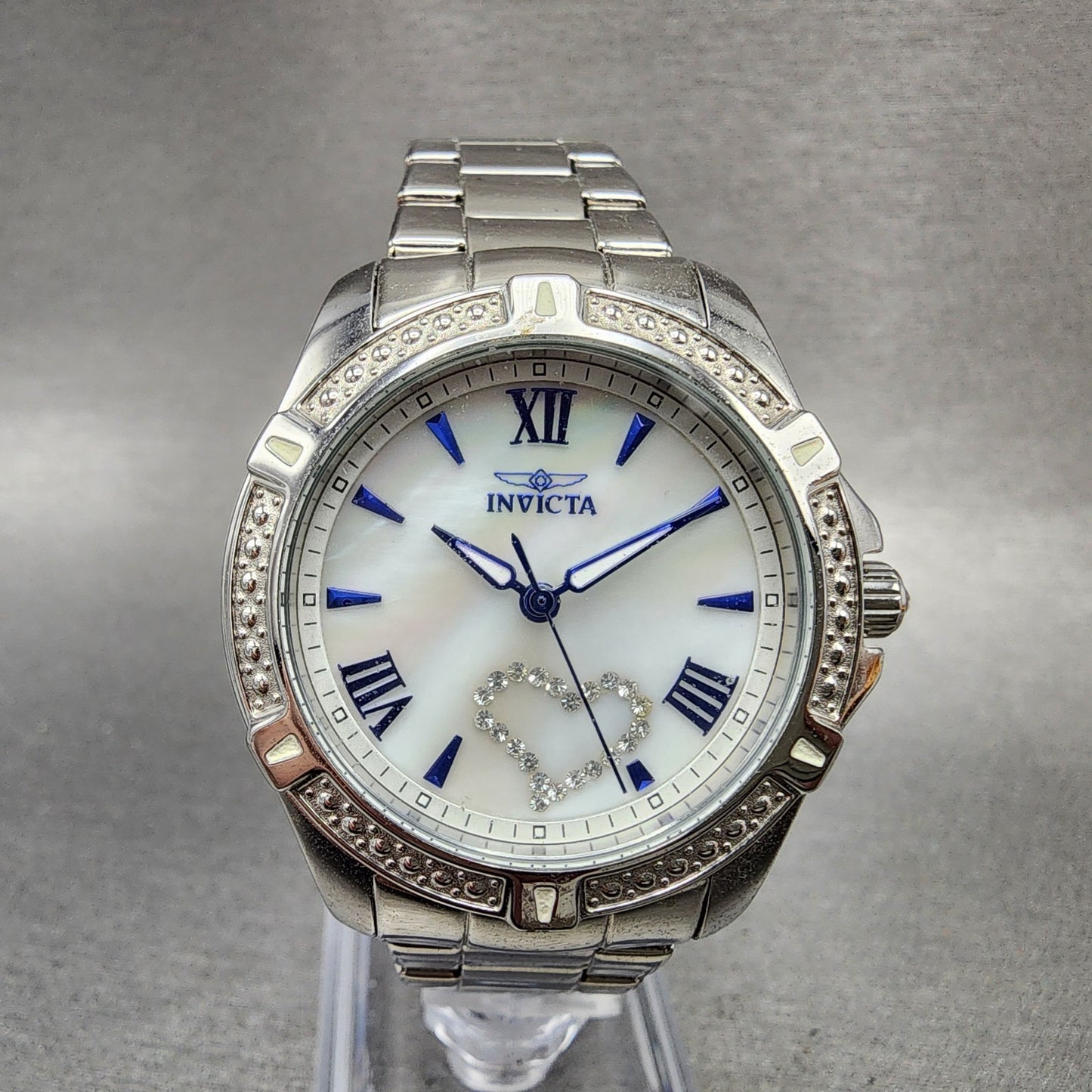 Invicta Angel Watch Women 35mm MOP Dial Silver Tone Round 23655 New Battery0