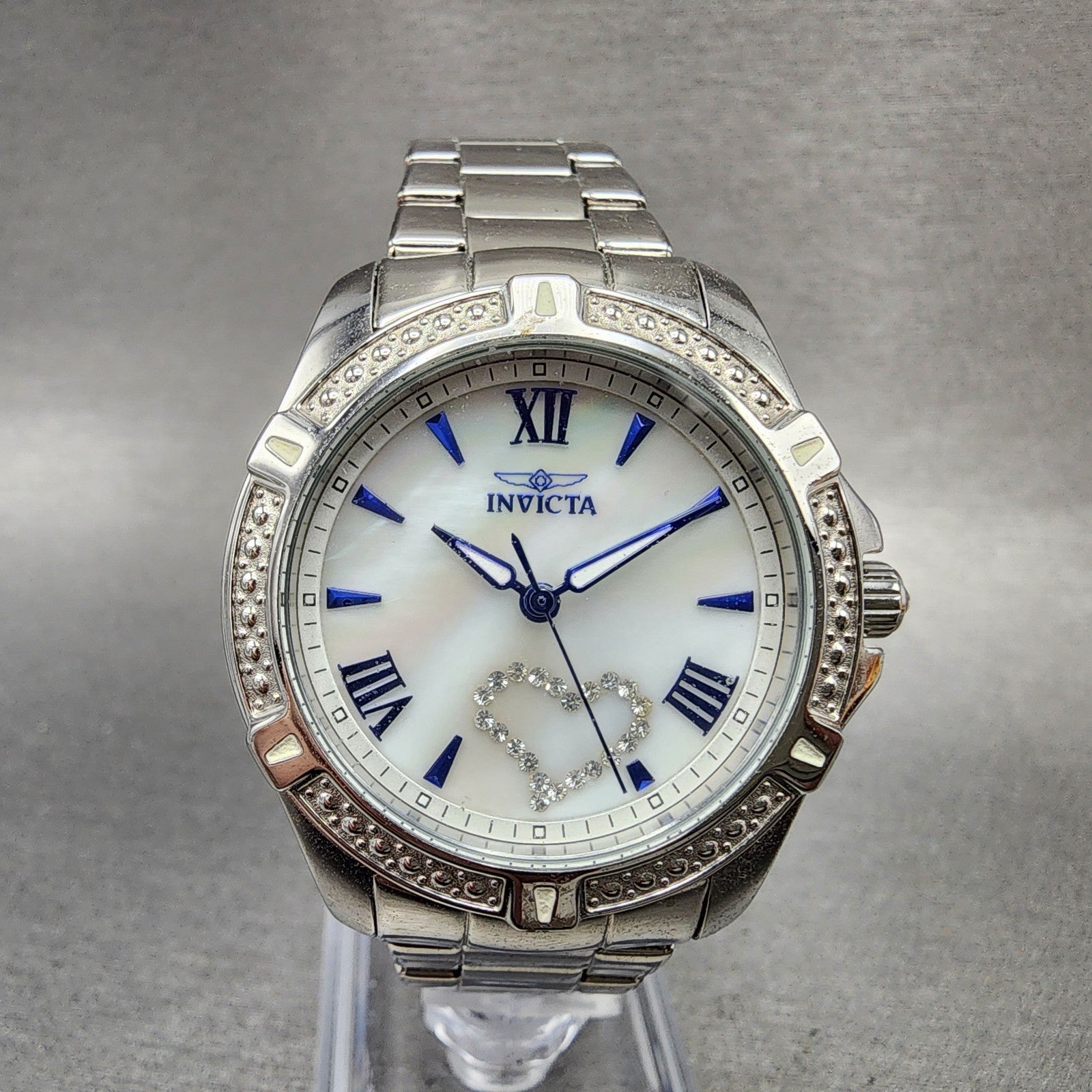 Invicta Angel Watch Women 35mm MOP Dial Silver Tone Round 23655 New Battery0