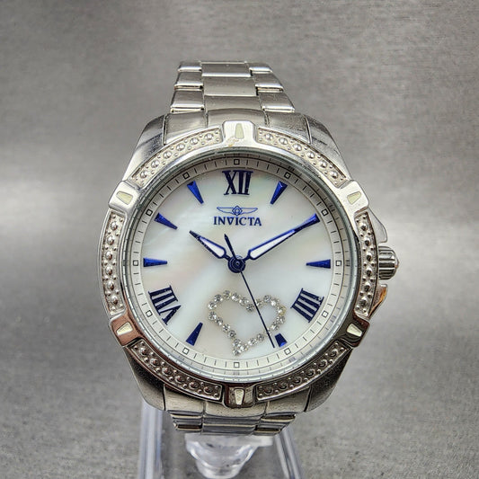 Invicta Angel Watch Women 35mm MOP Dial Silver Tone Round 23655 New Battery0