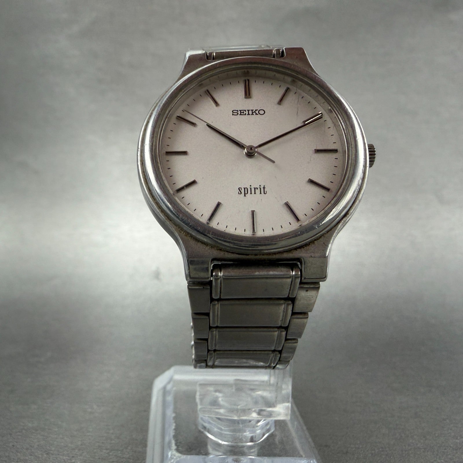 Seiko Spirit Watch Men 34mm Silver Dial Silver Tone Round 7n01-6a70 New Battery35