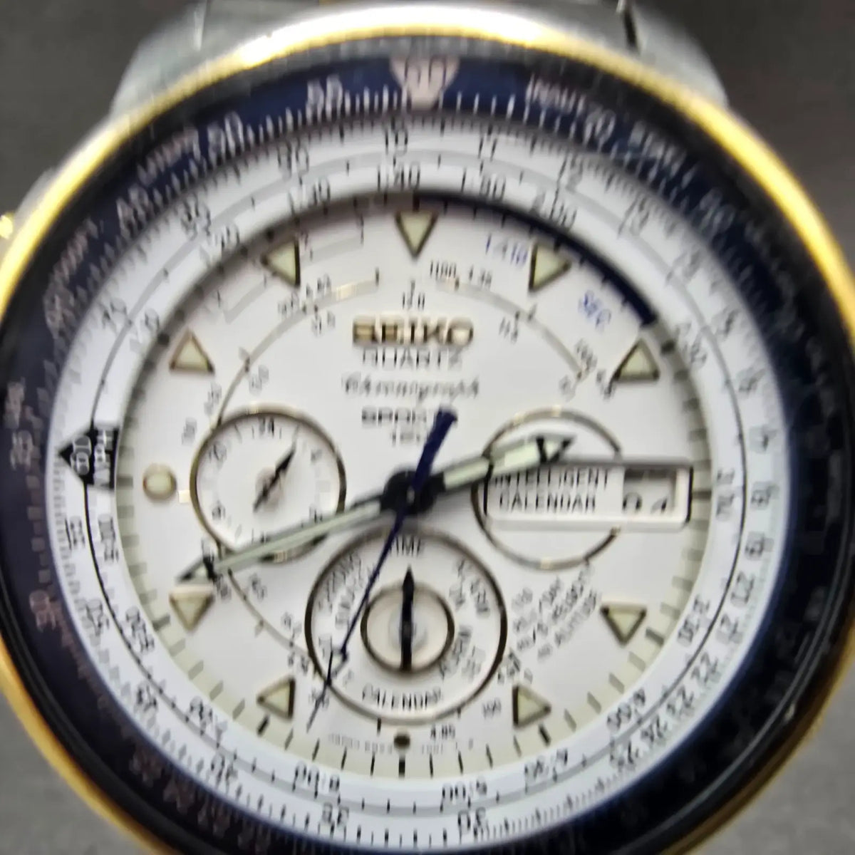 Seiko Sports 150 Chronograph Watch Men 44mm White Dial Two Tone 6M23-7000 PARTS!3