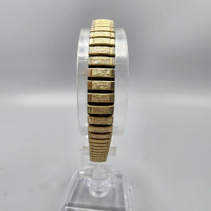 Vintage Seiko Watch Women Gold Tone Gold Dial 12mm Rectangle 2P20-5259 New Batt