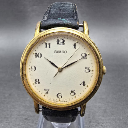 Seiko Watch Men 33mm Cream Dial Gold Tone Round Round V701-2A49 PARTS0