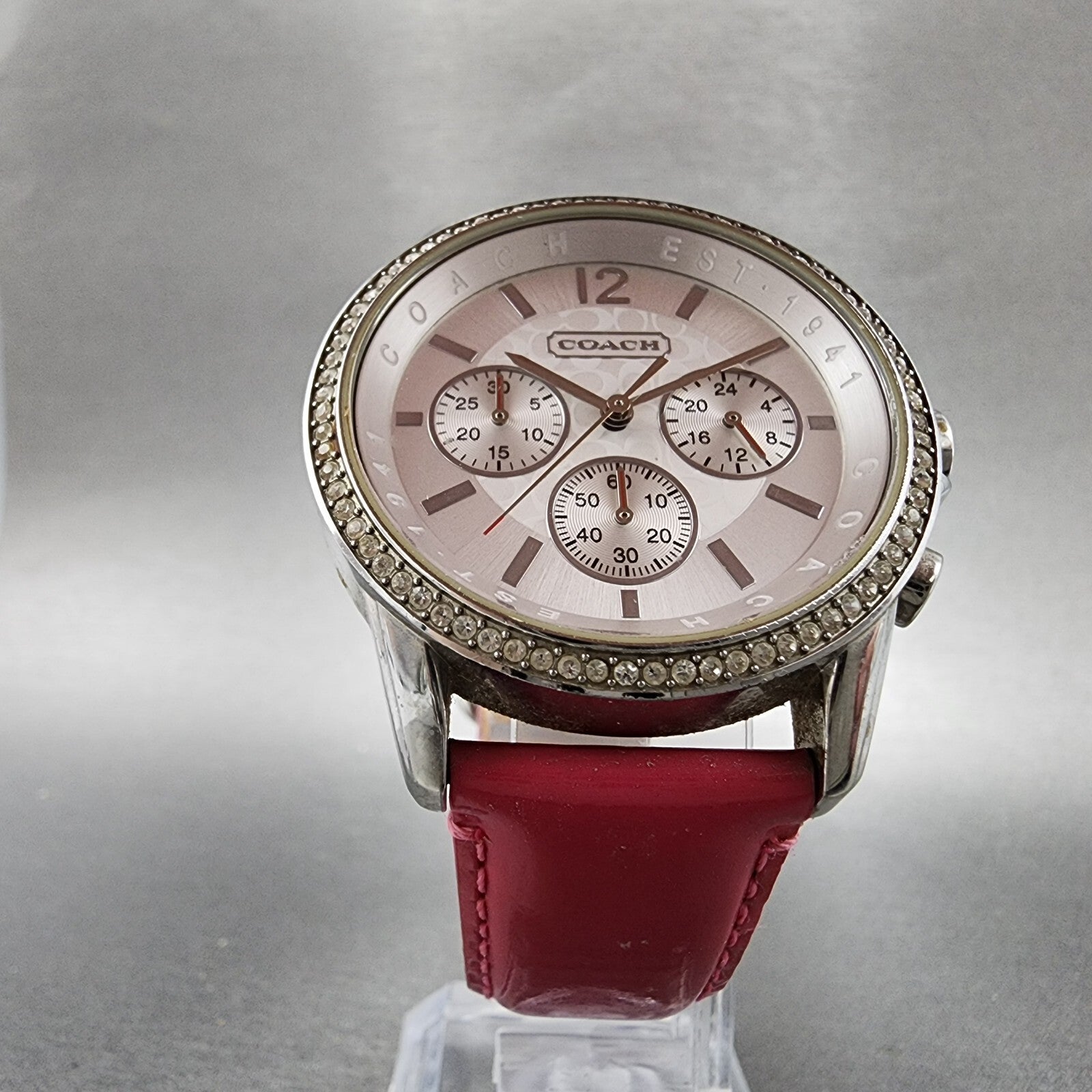 Coach Chronograph Watch Women 38mm Silver Dial Steel CA.63.3.14.0655 New Battery5