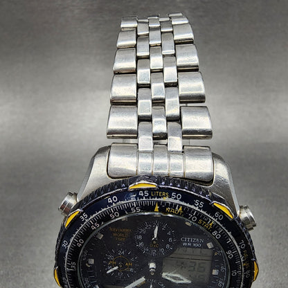 Citizen Navihawk Blue Angels Watch Men 42mm Blue Dial Steel C300 New Battery