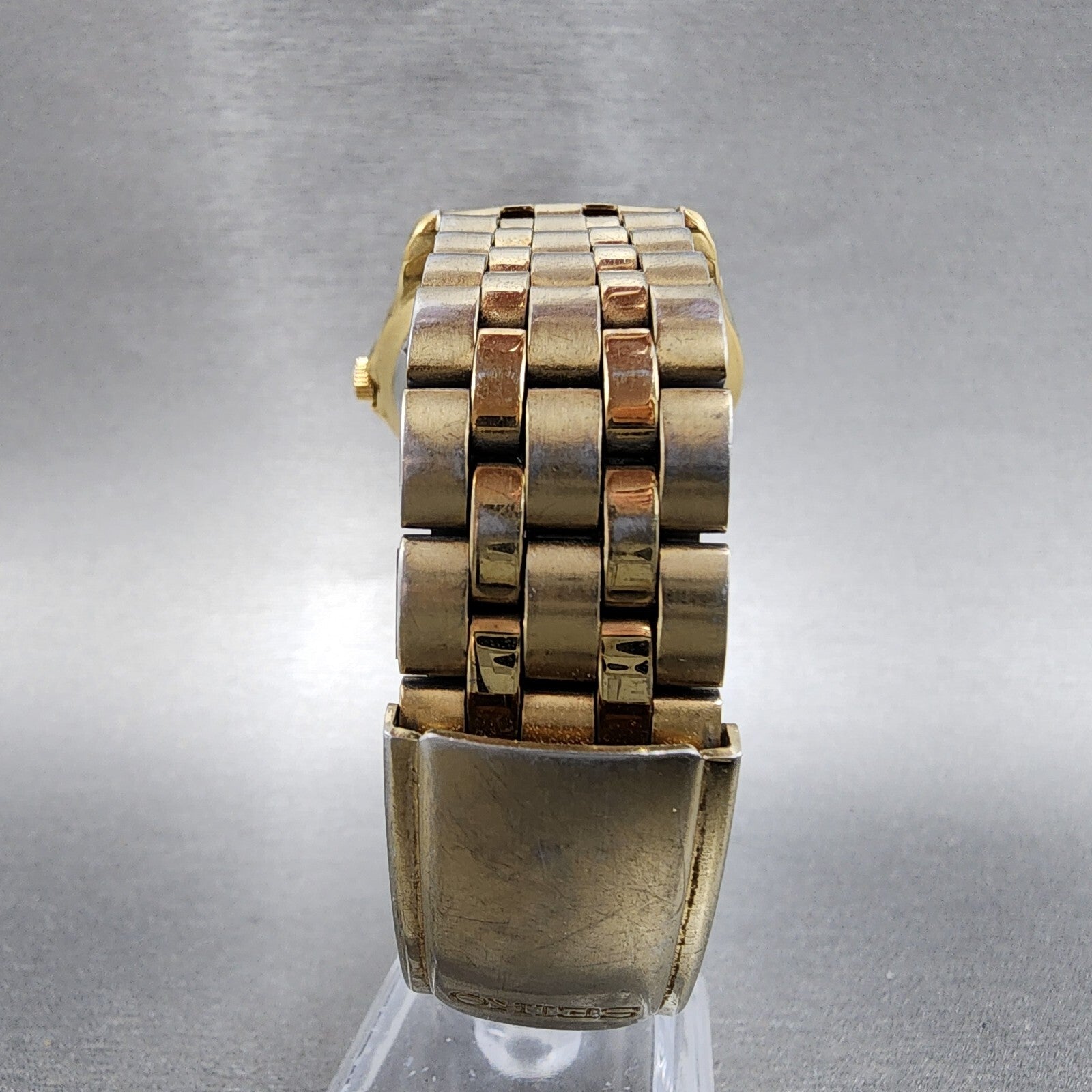 Seiko Watch Men 37mm Gold Dial Gold Tone Daydate Round 7n430am0 New Battery7