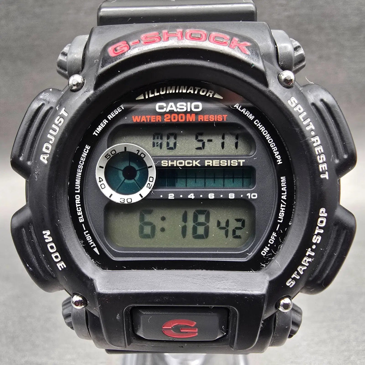 Casio G-Shock DW-9052 Watch Men 47mm Black Red Chronograph Alarm New Battery1