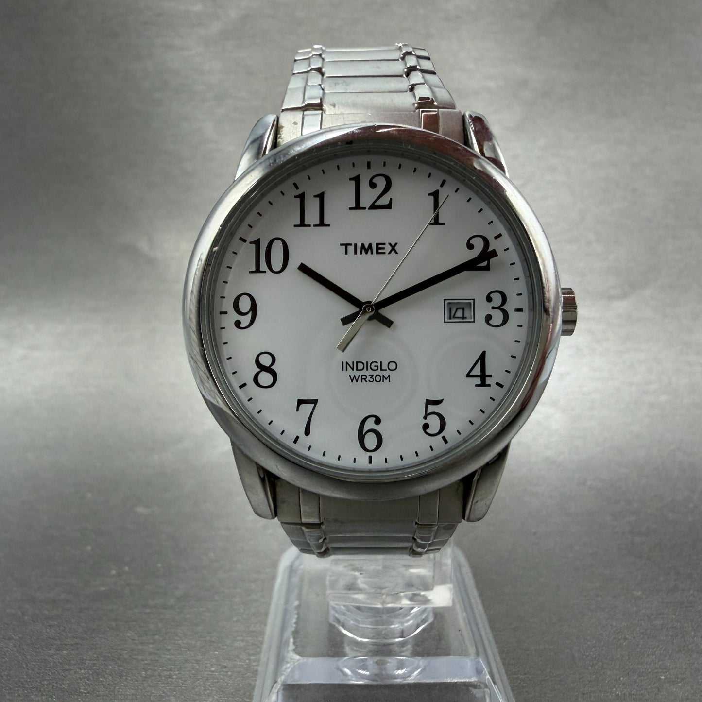 Timex Easy Reader Watch Men 38mm White Dial Silver Tone Date T2H451 New Battery5