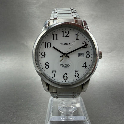 Timex Easy Reader Watch Men 38mm White Dial Silver Tone Date T2H451 New Battery5
