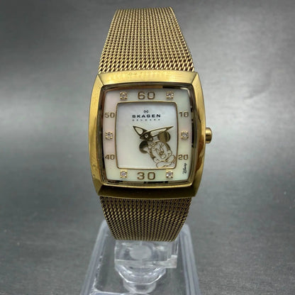 Skagen Minine Mouse Watch Women 21mm MOP Dial Rectangle D380XSGG New Battery GT0