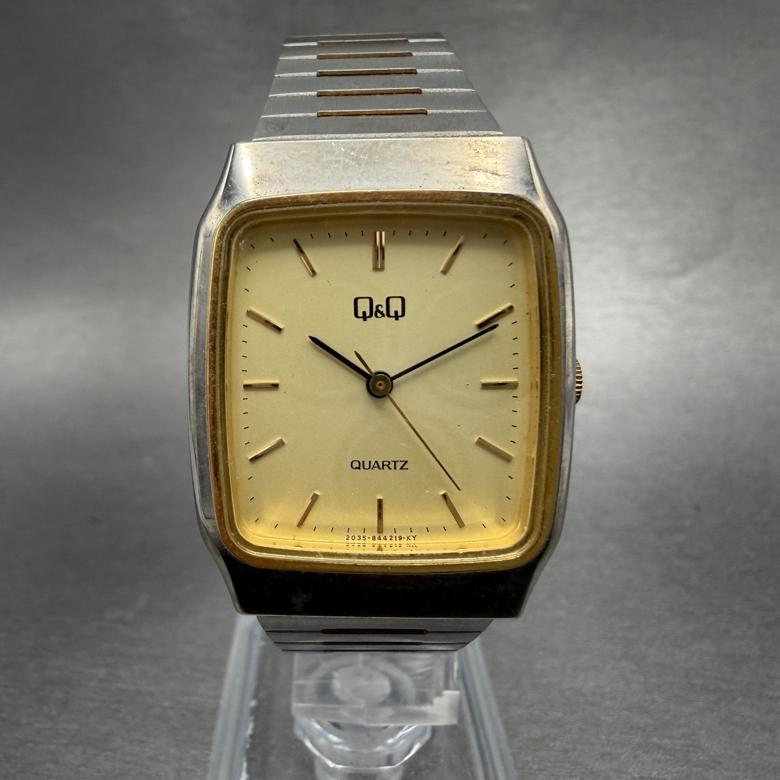 Citizen Q&Q Tank Watch Unisex  27mm Champagne Dial Two Tone Octagon New Battery0