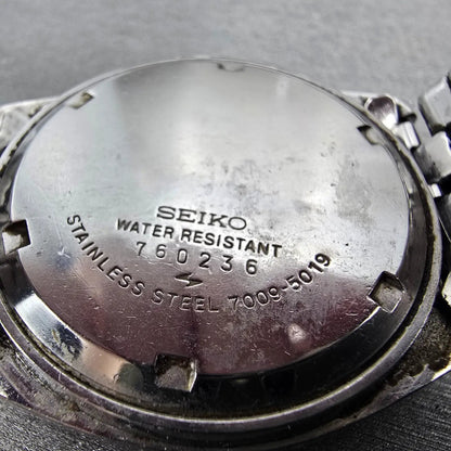 Seiko Automatic Watch Men 38mm Silver Dial Silver Tone Daydate 7009-5019 Runs10