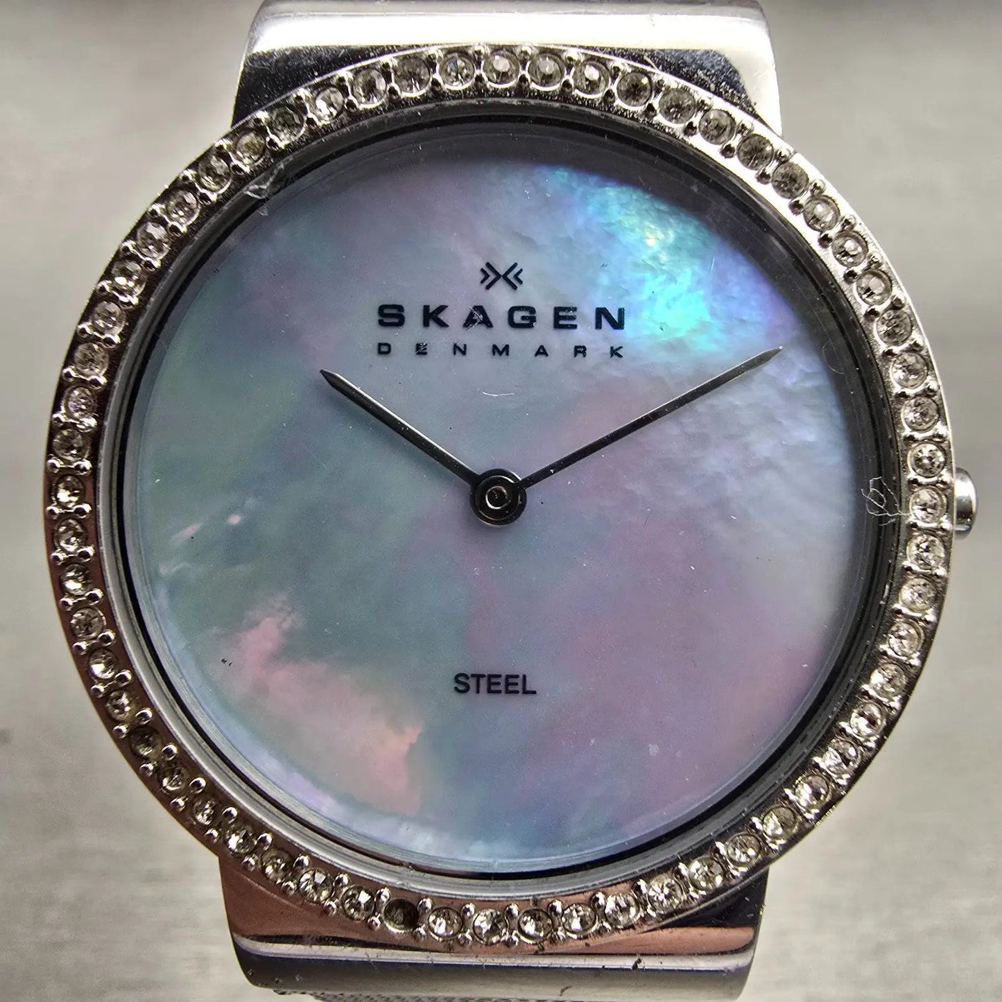 Skagen Watch Women 32mm MOP Dial Silver Tone Gemmed Round 644LSS1 New Battery1