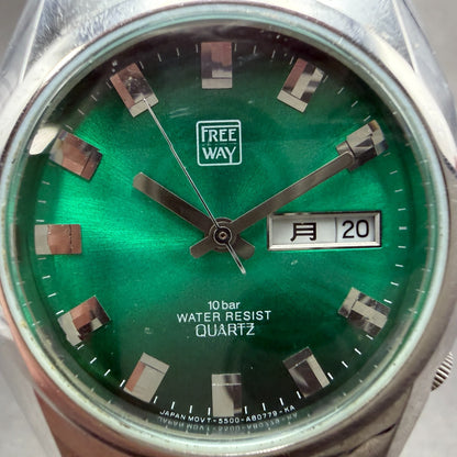 Citizen Freeway Watch Men 36mm Green Dial Silver Tone Daydate 5500-A85293 NewBat1