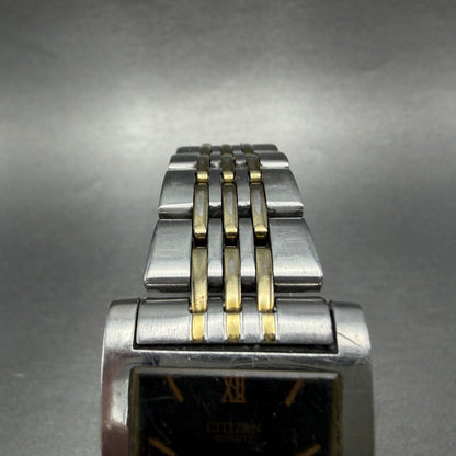 Citizen Tank Watch Men 27mm Black Dial Two Tone Date Rectangle 1012-S020824 PART5