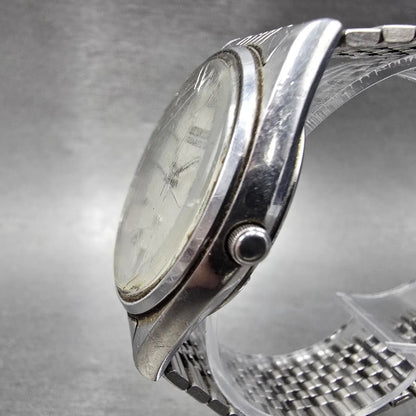 Seiko SQ Watch men 35mm Silver Dial Silver Tone Date READ!!!! 8222-8029 New Batt2