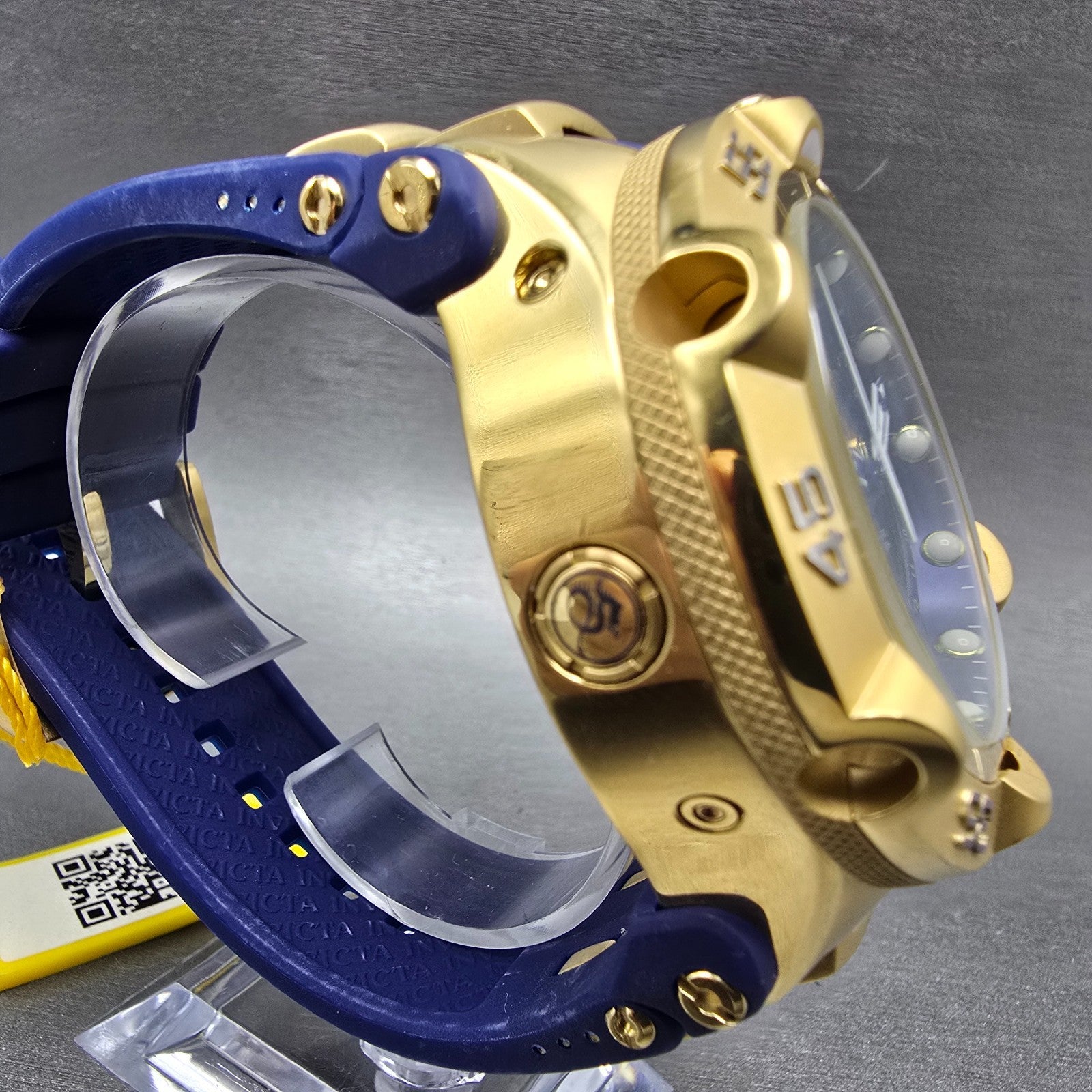 Invicta Sub Aqua Chronograph Triple Calendar Watch Men 50mm Blue Dial Gold Runs3