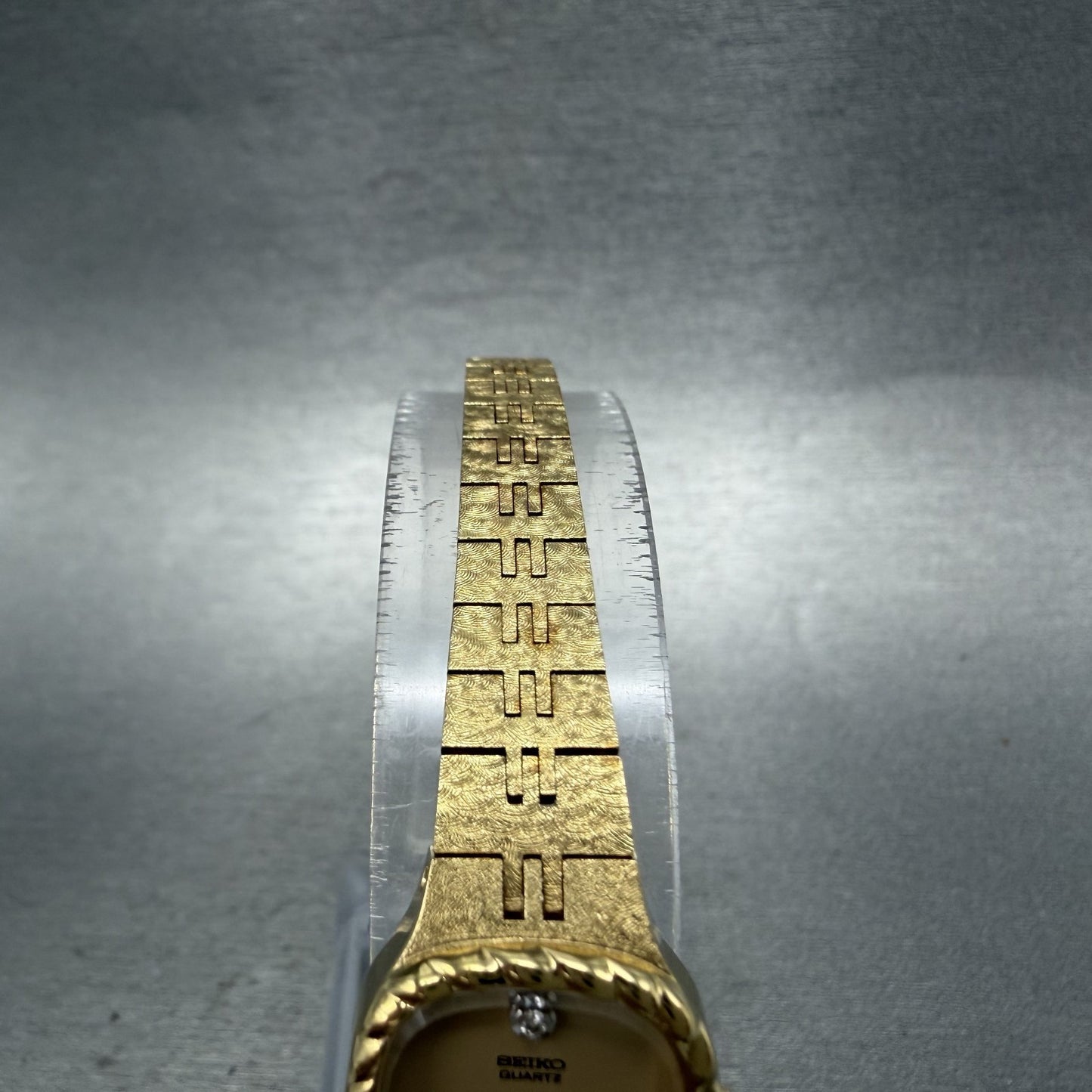 Seiko Watch Women 17mm Tan Dial Gold Tone Rectangle 1400-5349 New Battery4