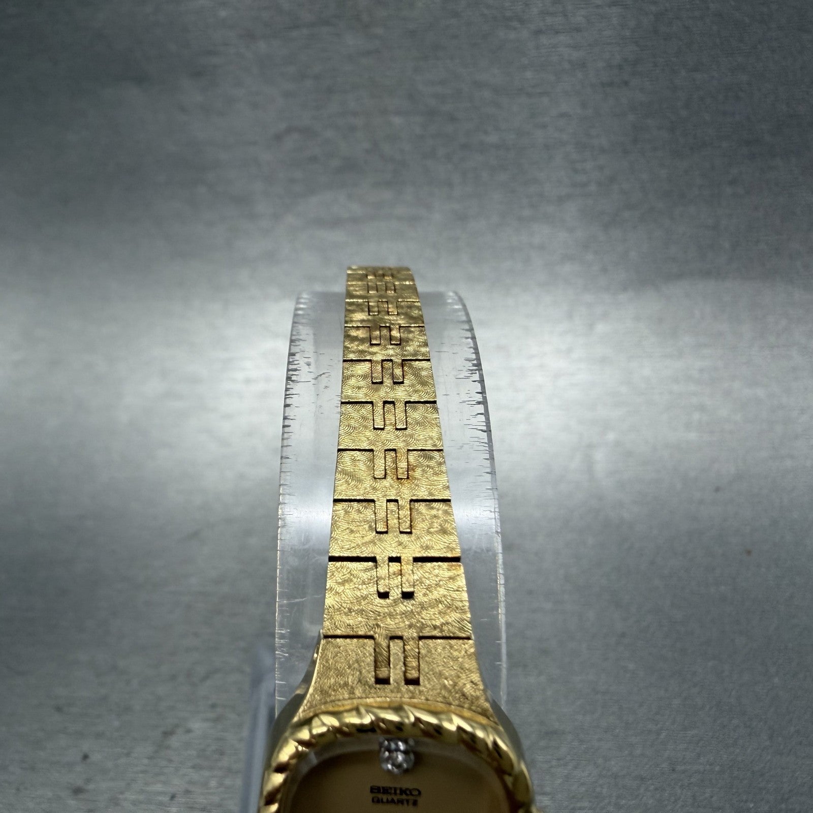 Seiko Watch Women 17mm Tan Dial Gold Tone Rectangle 1400-5349 New Battery4