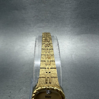 Seiko Watch Women 17mm Tan Dial Gold Tone Rectangle 1400-5349 New Battery4
