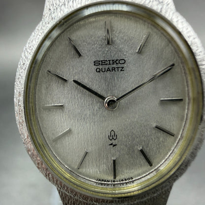 Seiko Watch Women 20mm Silver Dial Silver Tone Oval 16-5630 New Battery Vintage1