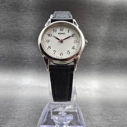 Seiko Watch Women 24mm White Dila Silver Tone Round 7N01-6880 New Battery5