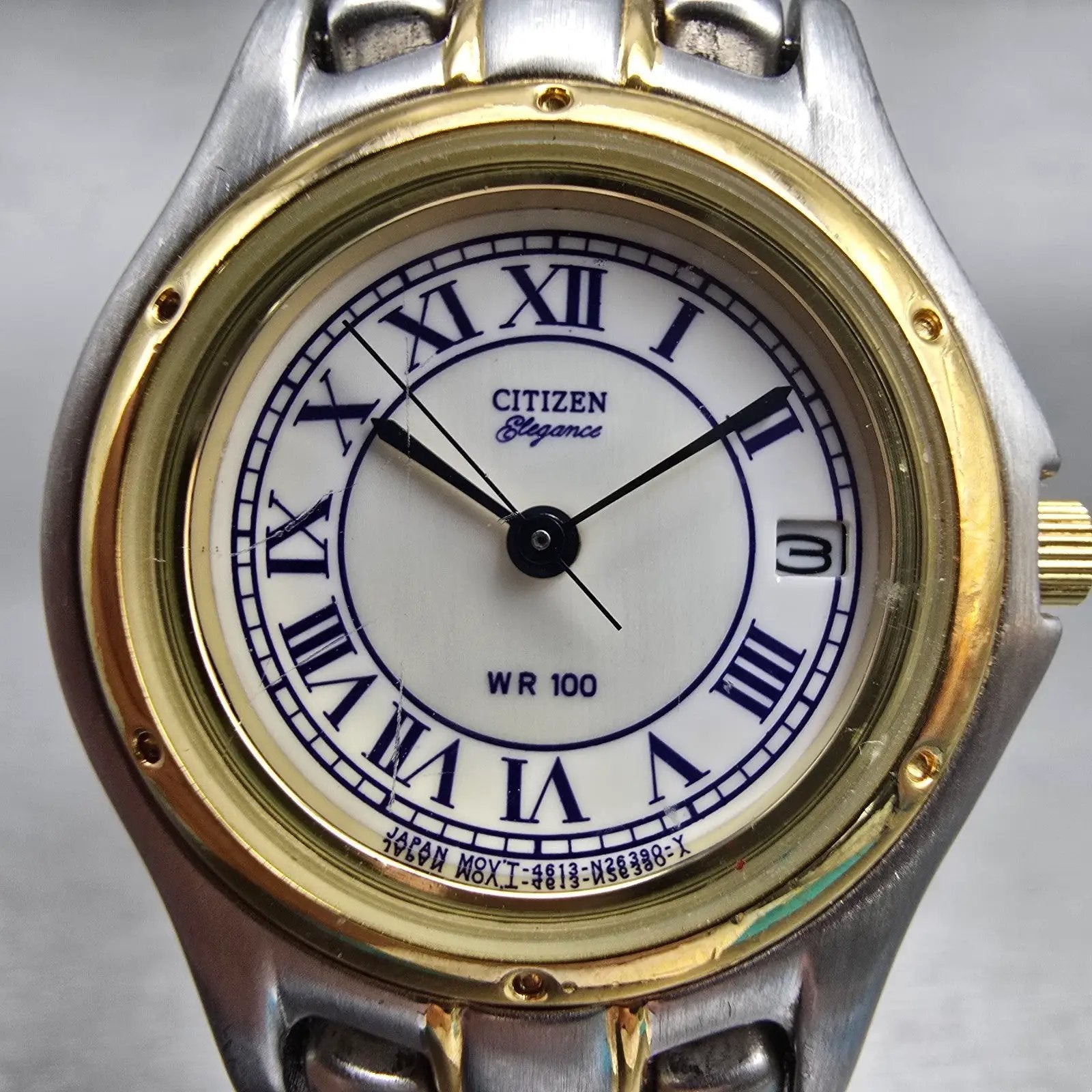 Citizen Elegance Watch Women 26mm White Dial Two Tone Date 4613-S41886 New Batt1