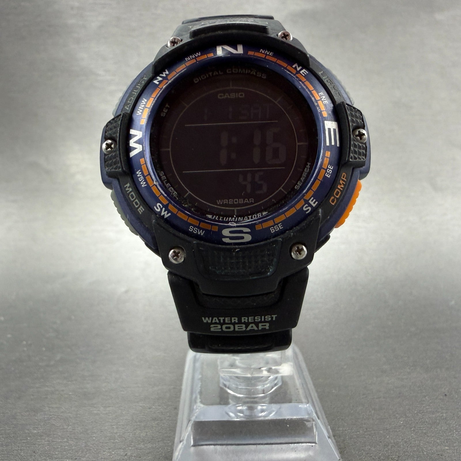 Casio SGW-100  Twin Sensor Watch Men 48mm Blue Black Alarm Chrono New Battery5