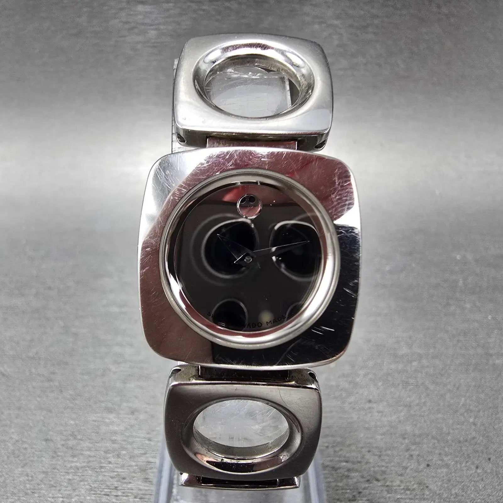 Movado Dolca Watch Women 24mm Silver Dial Silver Tone Square 84 A1 1310 New Batt1