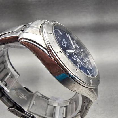 Citizen Watch Men 41mm Blue Dial Silver Tone Daydate Round 6329-S075556 New Batt3