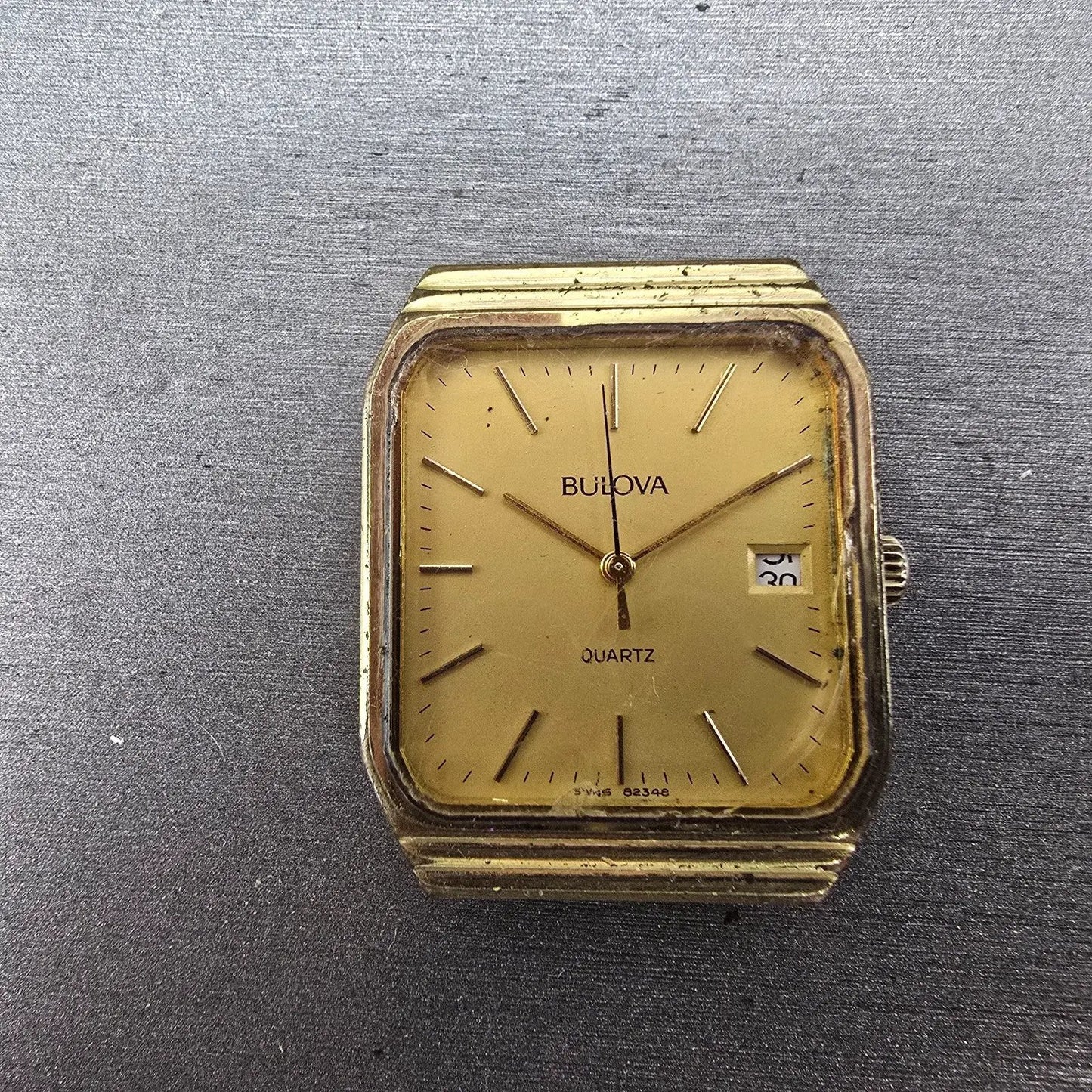 Bulova Watch Men 29mm Champagne Dial Gold Tone Date READ!!!!! 82348 New Battery0