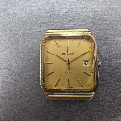 Bulova Watch Men 29mm Champagne Dial Gold Tone Date READ!!!!! 82348 New Battery0