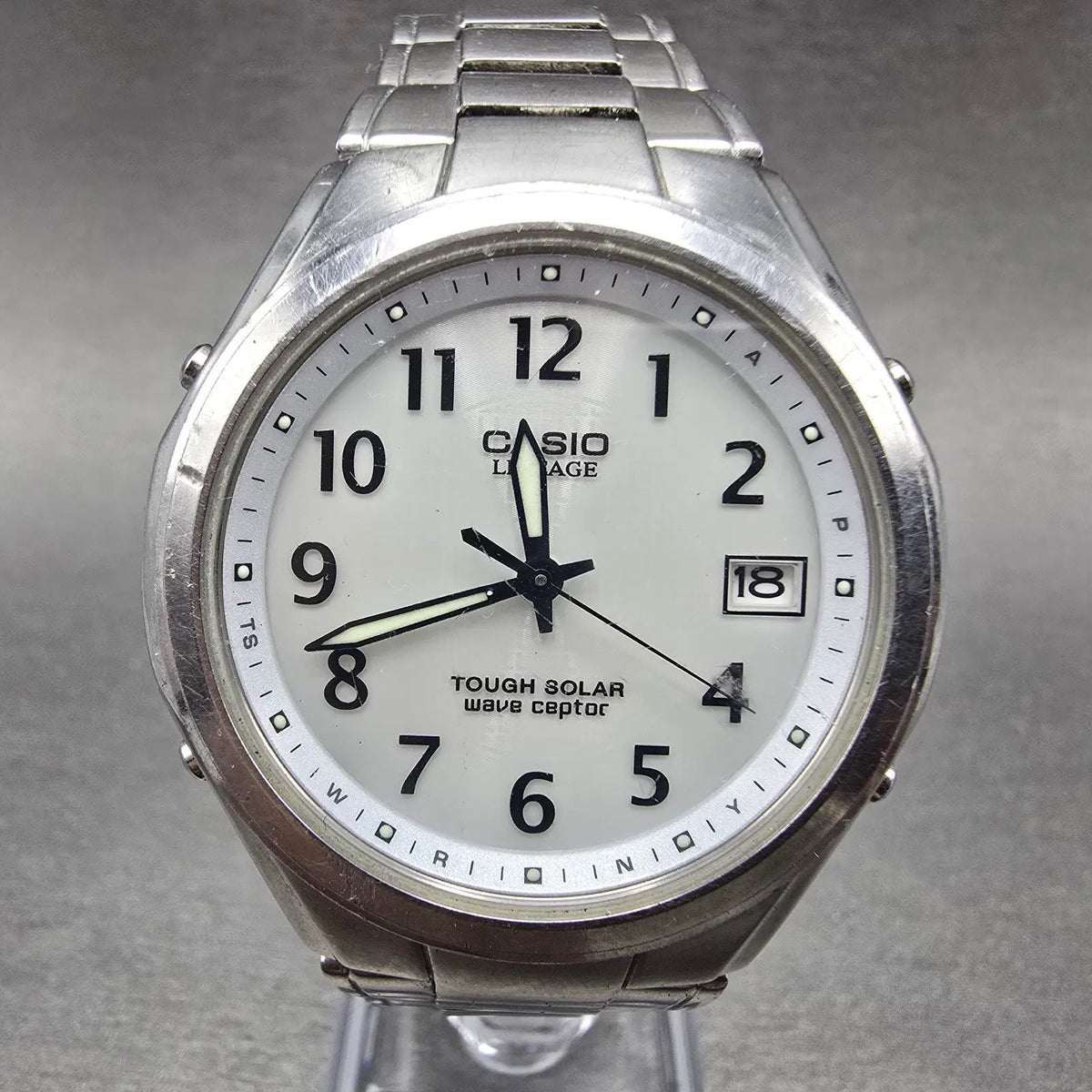 Casio Lineage Watch Men 38mm White Dial Steel Date LIW-120 Round PARTS0