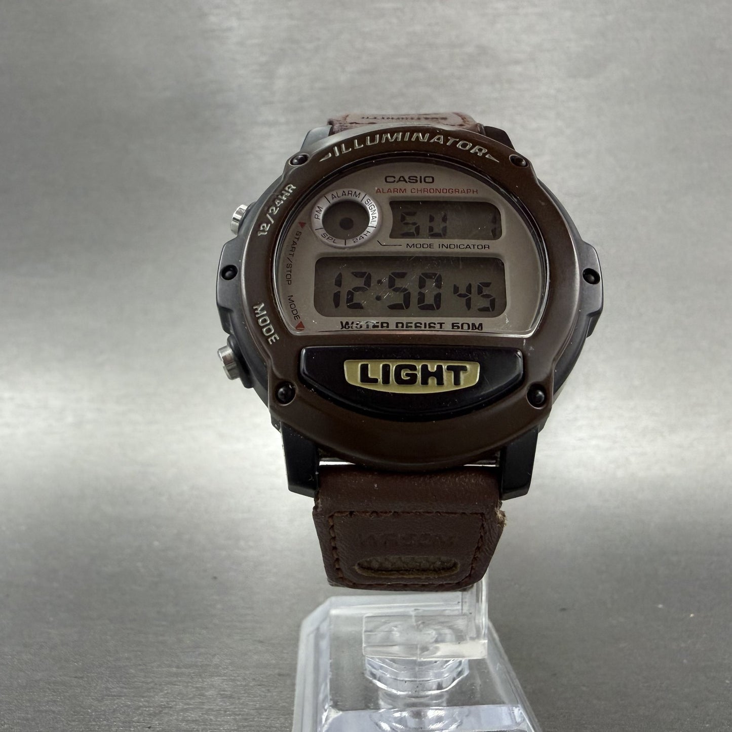 Casio Illuminator Watch Men 44mm Digital Brown Alarm Chrono W89H New Battery5
