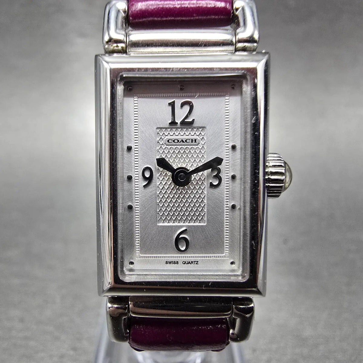 Coach Tank Watch Women 17mm White Dial Silver Tone Rectangle 0820 New Battery BJ0