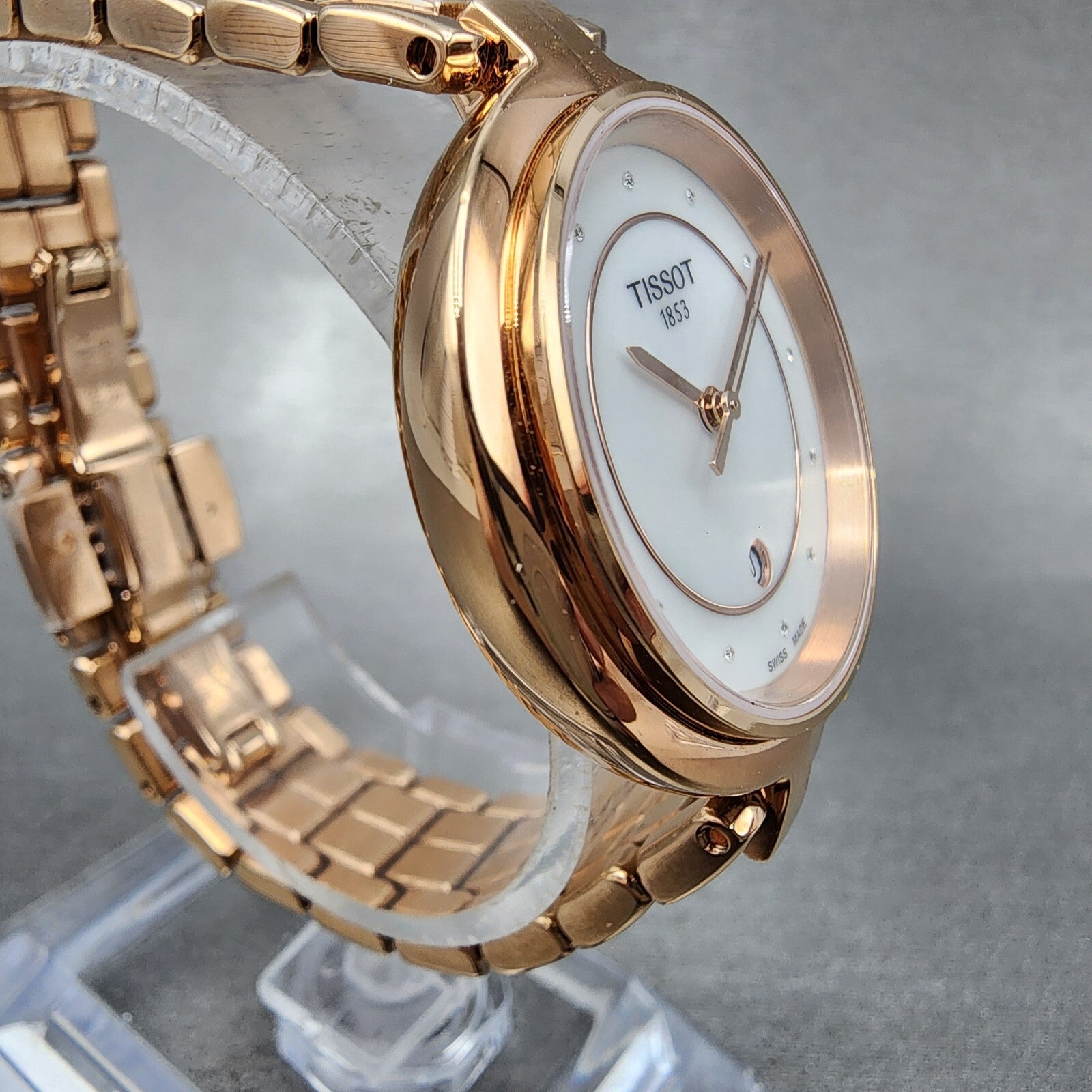 Tissot Flamingo Watch Women 30mm MOP Dial Rose Gold Tone Date T094.210.33.116.023