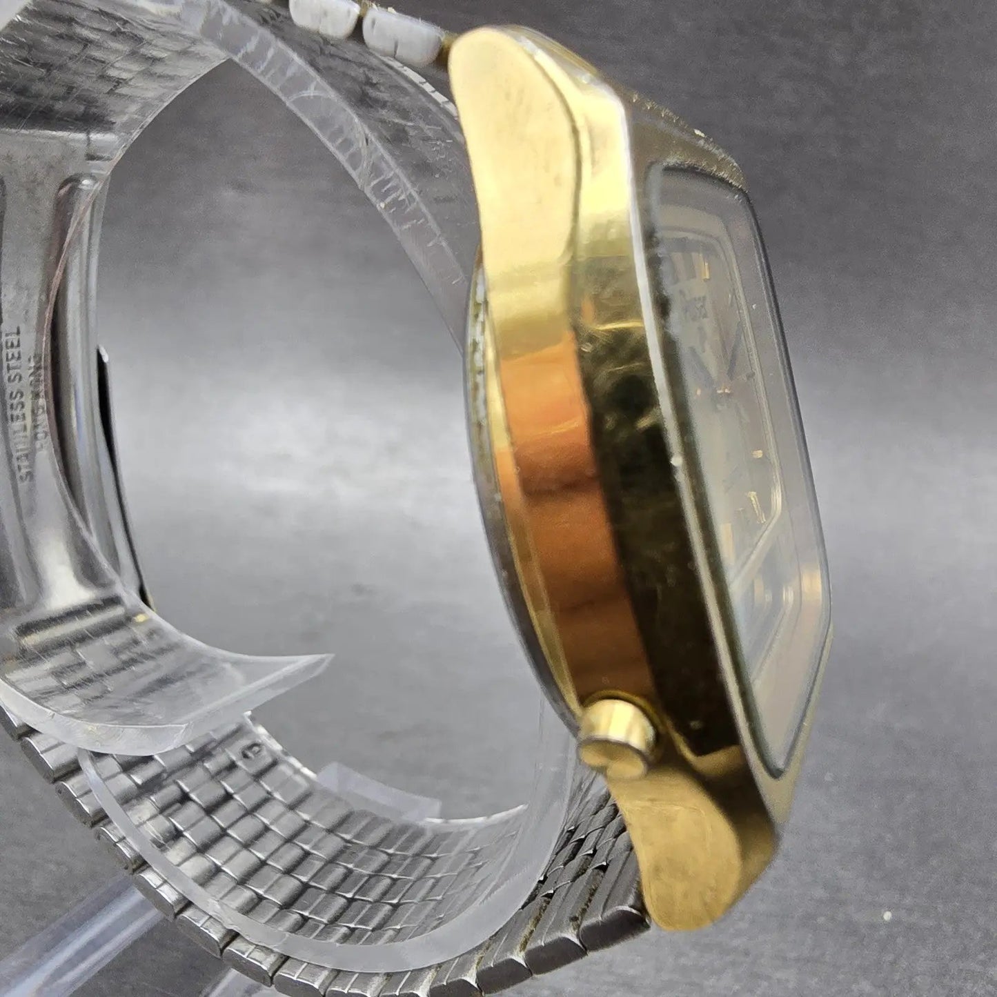 Seiko Pulsar Watch Men 33mm Champagne Dial Gold Tone Analog Digital New Battery3