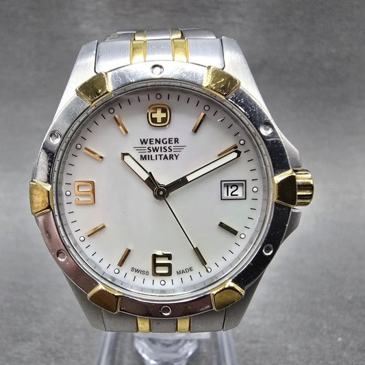 Wenger Swiss Military Watch Women 33mm MOP Dial Two Tone Date 79093 New Battery0