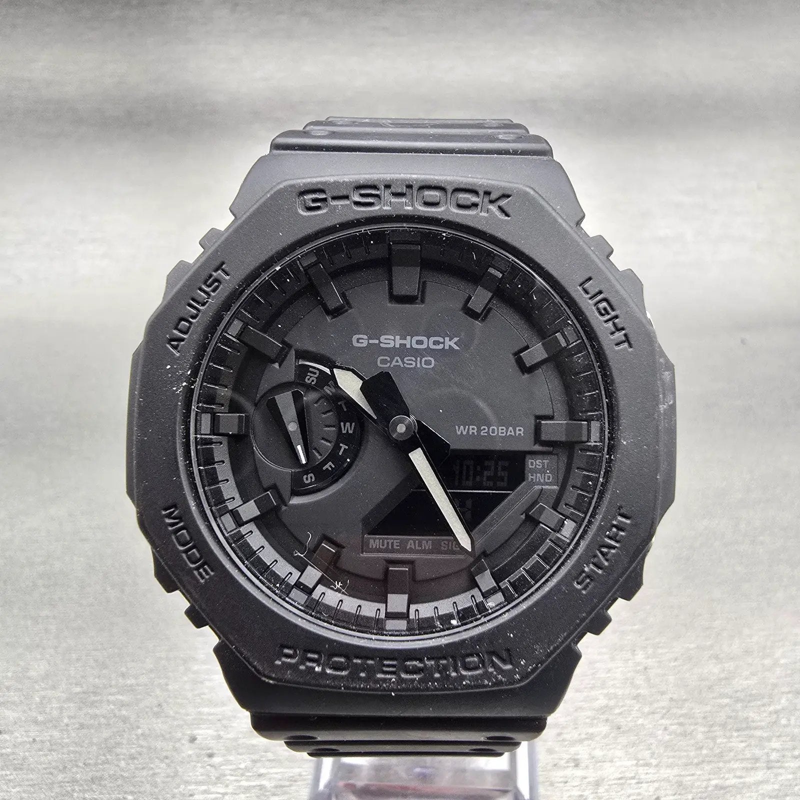 Casio G-Shock GA-2100 Watch Men 45mm Black Dial Black Chrono Alarm New Battery G0