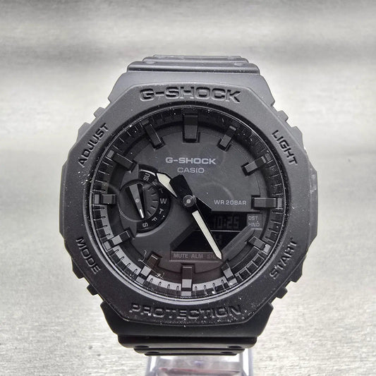 Casio G-Shock GA-2100 Watch Men 45mm Black Dial Black Chrono Alarm New Battery G0