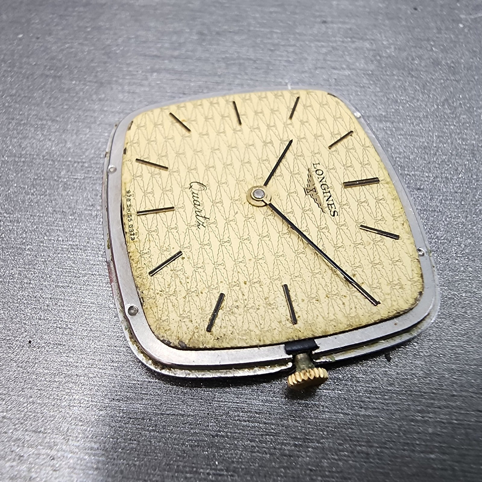 Longines Tank Watch Men 30mm Gold Dial Gold Tone Rectangle 978 READ!!!! New Batt6