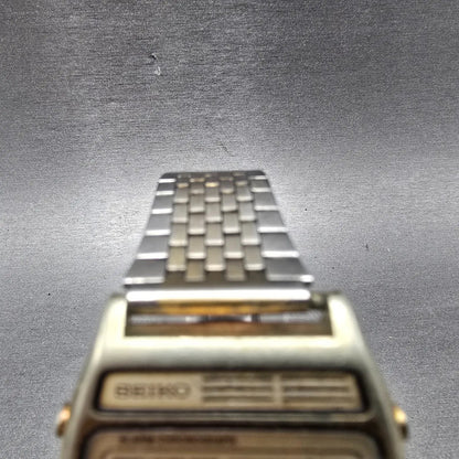 Seiko Watch Men 34mm Gold Digital Alarm Chronograph A158-5059 PARTS Vintage5