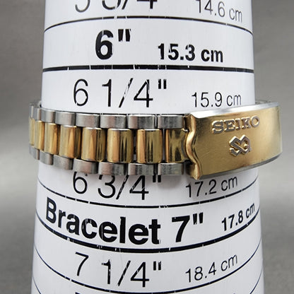 Seiko SQ Watch Women 25mm White Dial Two Tone Round 26260159 New Battery VTG10